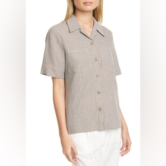 Remain Birger Christensen Sienna Shirt in Butternut Comb Size 4 - Picture 2 of 10